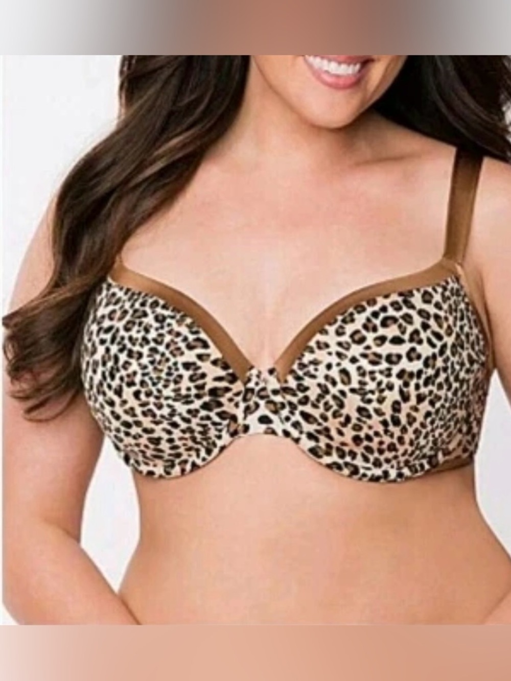 Cacique Leopard Print Underwire Bra in Tan and Black